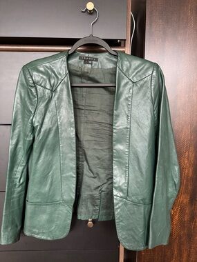Theory Genuine Leather Green Blazer Jacket